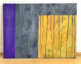 Rainy Window Yellow- Contemporary Wall Art, Acrylic Painting, Landscape Abstraction. MSALAZARDESIGN.