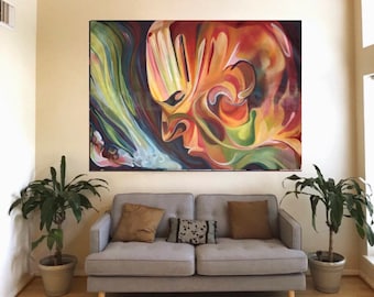 Flow & Focus- Stunning, Unique, Contemporary Wall Art, Acrylic Painting, Gorgeously Hand Made, Large Format. MSALAZARDESIGN.