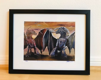 The Encounter of The Dragons - Surreal (Limited Especial Edition). Contemporary Wall Art. Print/ Digital Handmade Painting. MSALAZARDESIGN.
