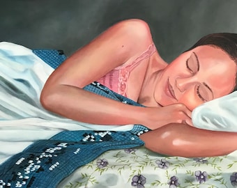 Sleeping - Stunning, Serene, Contemporary Wall Art, Acrylic Painting, Human Figure. MSALAZARDESIGN