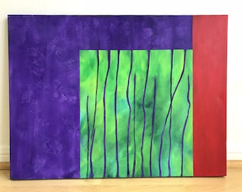 Rainy Window Green- Contemporary Wall Art, Acrylic Painting, Landscape Abstraction. MSALAZARDESIGN.