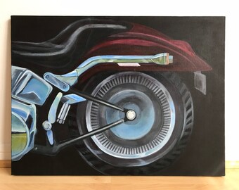 Special Motorcycle Detail 3 Color Red-Contemporary Wall Art, Acrylic Painting, Speed, Transportation. MSALAZARDESIGN.