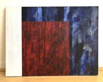 Rainy Window Red - Contemporary Wall Art, Acrylic Painting, Landscape Abstraction. MSALAZARDESIGN.