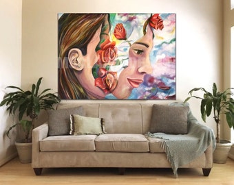 Beauty Has No Face - Stunning, Unique, Contemporary Wall Art, Acrylic Painting, Gorgeously Hand Made, Large Format. MSALAZARDESIGN.