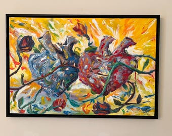 Happy Heart Acrylic Painting – Expressionism Wall Art (24x36”)