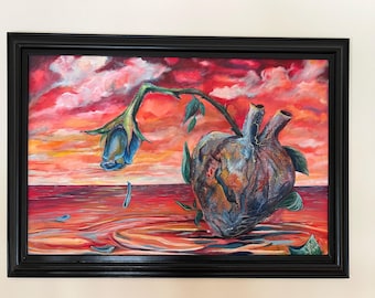Bleak Heart Acrylic Painting – Expressionism Contemporary Wall Art (24x36”)