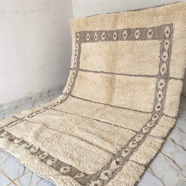 Style beni ourain marocain - joli tapis design - tapis berbère - pleine laine, tapis personnalisé - tapis fait main - véritable laine