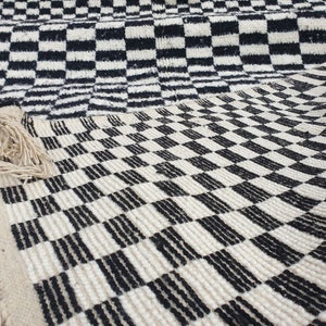 Beautiful Beni Ourain rug,handmade checkerboard rug,Moroccan checkered rug, wool rug,solid Berber white rug, Moroccan Berber winter rug