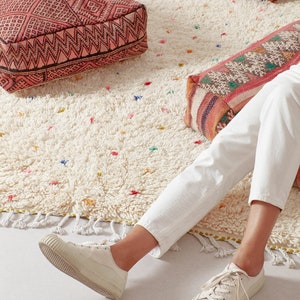 Tapis berbère marocain - Tapis Beni ourain - tapis berbère tout laine - Tapis personnalisé - tapis fait à la main - Laine d’agneau véritable