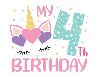 Download 4th Birthday Unicorn Etsy