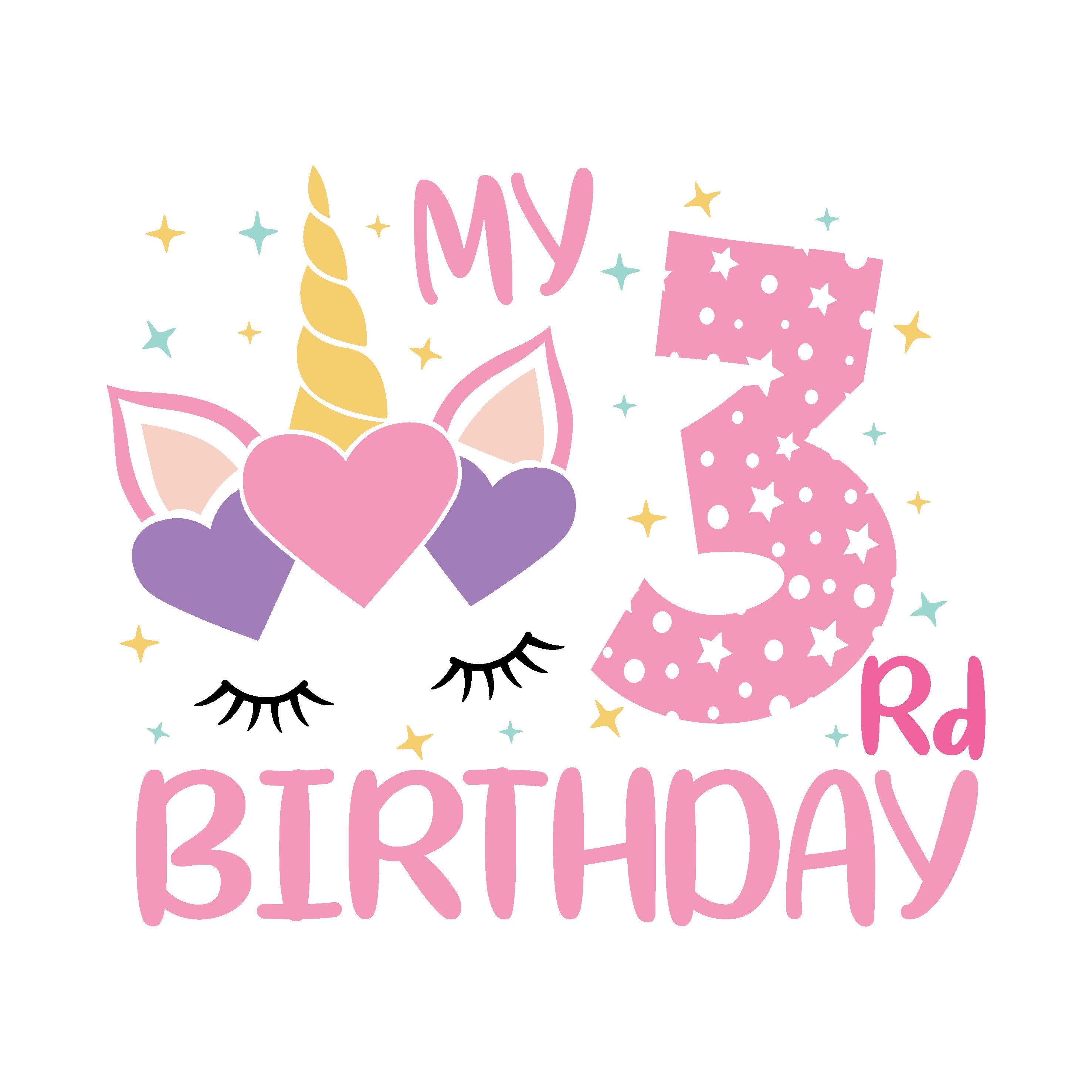 My 3rd Birthday Unicorn SVG Instant download | Etsy