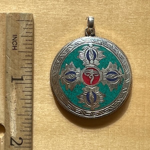 Double Dorje with Buddha Eye Sterling Silver Protection Pendant