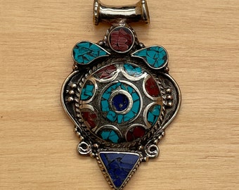 Handmade Tibetan Inlayed Brass Pendants