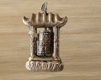 Sterling Silver Tibetan Prayer Wheel Pendant