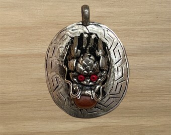 Tibetan Dragon Head Metal Pendant