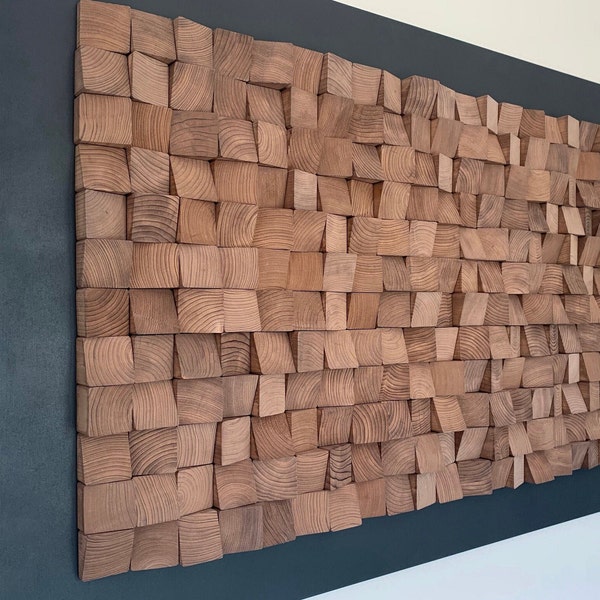 Holzmosaikbild, 3D-Wandkunst Holz, moderne Holz-Wandskulptur