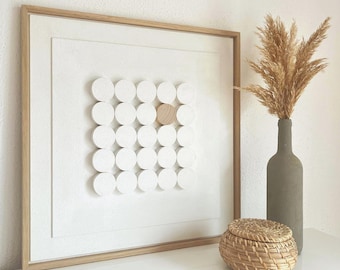Minimalist Relief Wall Art / Japandi Decor / Scandinavian Wall Art / White Textured Artwork / Modern Organic HomeDecor / Oak Frame