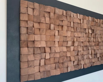 wooden mosaic picture, 3D wall art wood, modern wooden wall sculpture