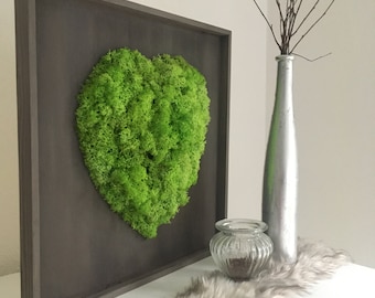 Moss picture heart, preserved Icelandic moss, wall art, wall decoration