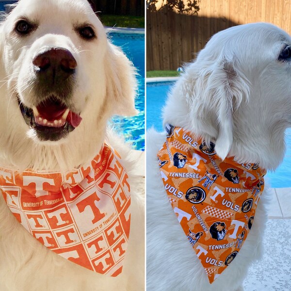 Tennessee Volunteers REVERSIBLE Over-the-collar Dog & Cat bandana, 2 Great Looks in 1 Bandana, Matching Scrunchie Available, Fast Shipping!
