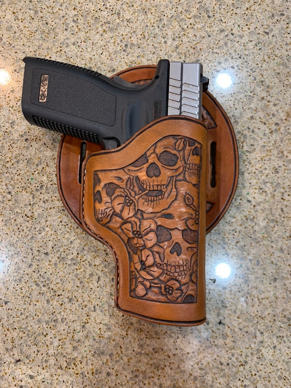 $ 399.95, | Exclusive Hand-Carved Leather OWB Custom Holster - FLORAL