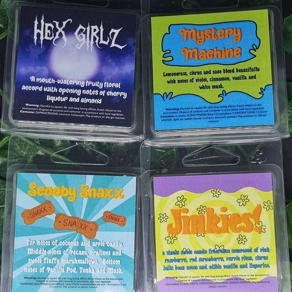Scooby Inspired Square Wax Melt Clamshells , Home Fragrance, Candles, Cruelty Free, Vegan, Doo, Movies, Pop Culture TV ,Gift, CLP