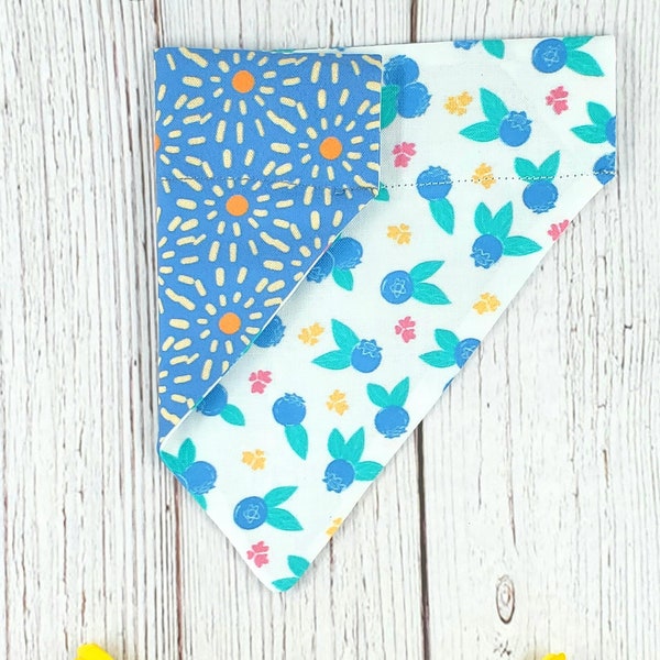 Boop Berry, over the collar reversible, Dog Bandana, blueberry dog bandana, berry dog bandana, sun dog bandana, summer dog bandana, spring