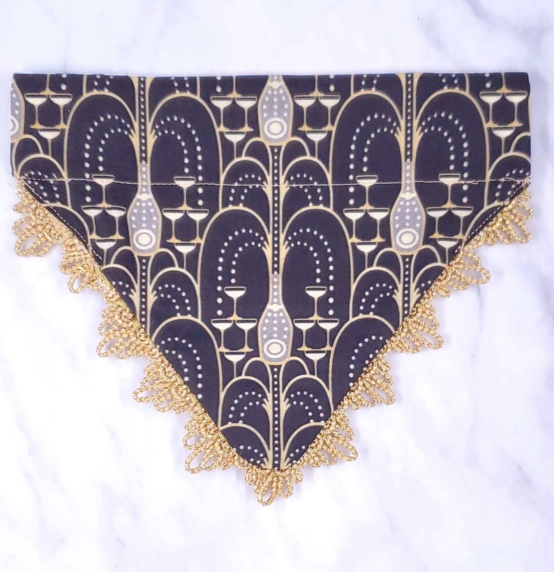 Doggy Kisses at Midnight; Reversible over the collar dog bandana; pet bandana winter holiday confetti new years champagne