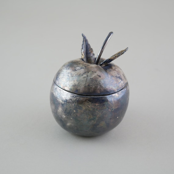 silver apple /sculpture/ apple figurine// sterling