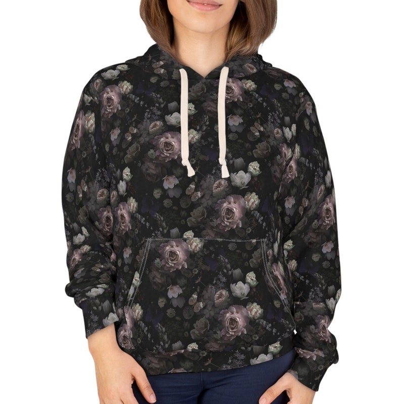Black and White Flower Hoodie - Etsy
