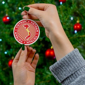 Vietnam Keramik Weihnachtsschmuck Vintage Stil Druck Vietnamesische Flagge Karte Porzellan Geschenk Urlaub Dekoration Welterbe Reisen Themenorientiert