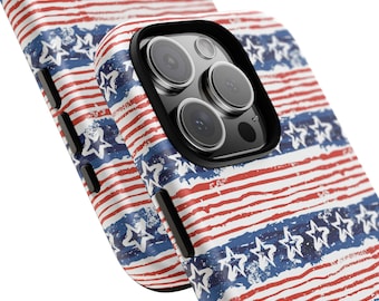 Stars and Stripes Phone Case: American Flag Watercolor, Protective Matte Finish