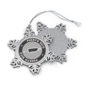 Porto Rico Weihnachtsschmuck - Schneeflockenform - Insel Karte Umriss - Geschenk für Weltreisende, USA Reise, Karibik, Souvenir