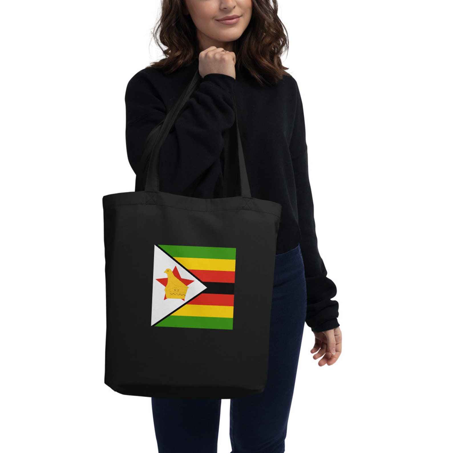 Zimbabwe Flag Eco Tote Bag Organic Cotton Zimbabwean World Etsy