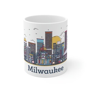 Milwaukee Coffee Mug 11oz - Wisconsin Travel Themed, City Skyline, Architecture, Cityscape, Landmarks, Ceramic, Glossy - Gift, Souvenir