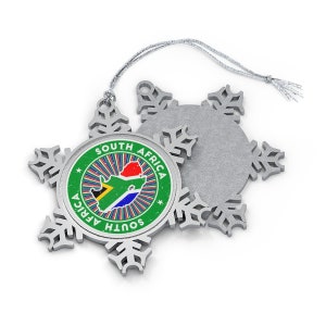 Südafrika Weihnachtsverzierung, Schneeflocke, s. Afrikanische Flaggenkarte, Weinlesedruck - Geschenk Weltreisender, internationale Reise, Andenken