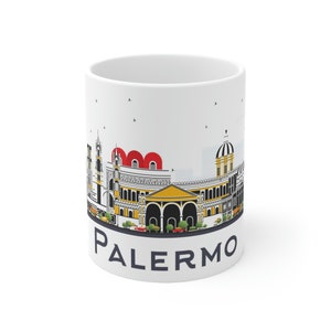 Palermo Coffee Mug 11oz - Sicily Italy Themed, City Skyline, Architecture, Cityscape, Landmarks, Europe, Ceramic, Glossy - Gift, Souvenir
