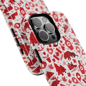 Canada Themed Cell Phone Case - Canadian Flag & Symbols Design Maple Leaf, Moose, World Travel Print Gift Protective Shell, Matte Finish