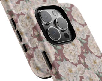 Floral Peony Garden Rose Phone Case: Dual Layer Protective Shell