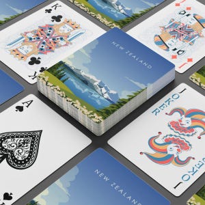 Baralho de cartas inspirado em viagens pela Nova Zelândia - Presente de viagem ou lembrança perfeito - Aventura Kiwi, desejo de viajar - Noite de jogos, pôquer