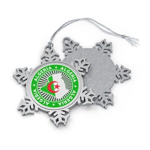 Algerien Weihnachtsverzierung, Schneeflocke, algerische Flaggen-Landkarte, Weinlese-Druck - Geschenk Weltreisender, internationale Reise, Andenken