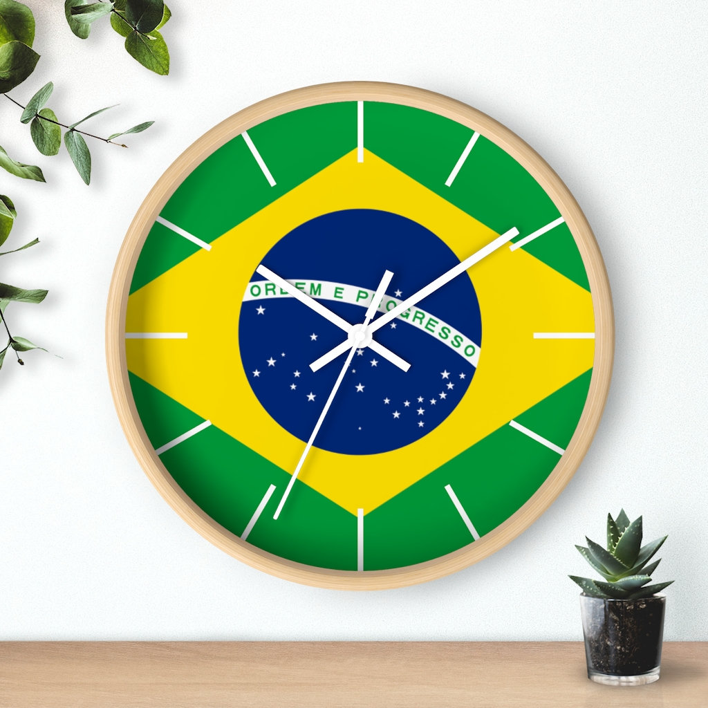 Brazil Brazilian Flag Inspired 10 Wall Clock World Etsy