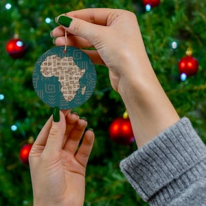 Afrika Keramik Weihnachten Ornament Afrikanische Reise Inspiriert Porzellan Geschenk Urlaub Dekoration Weltreisende, Kontinent Tribal Motiv Muster