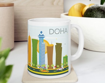 Doha Katar Kaffeetasse: Stadt Skyline Andenken