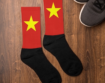Vietnam Flag Socks: Unisex Travel Gift, Cushioned Crew Socks