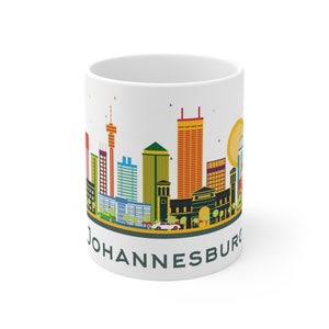 Johannesburg South Africa Coffee Mug, African City Skyline, Modern Buildings & Landmarks, Architecture, Travel Gift, Souvenir, 11oz Ceramic