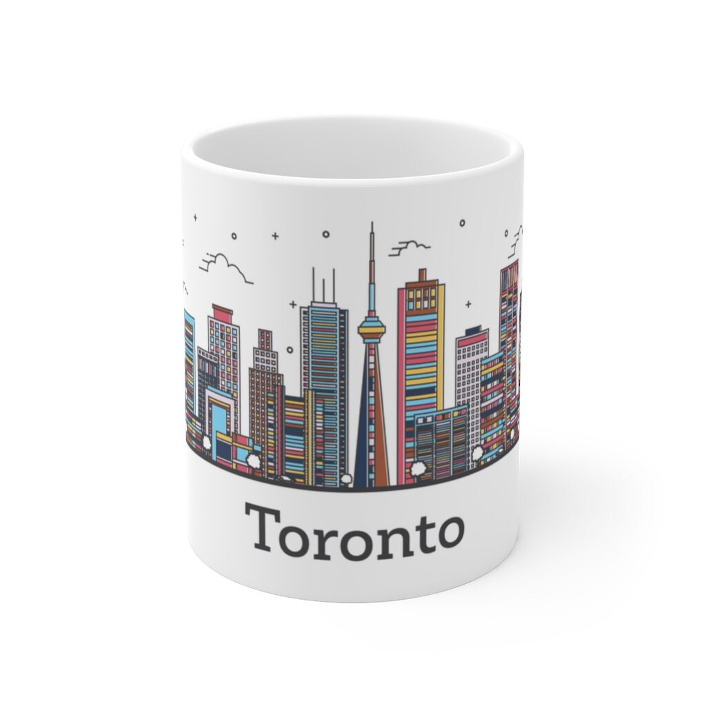Toronto Coffee Mug 11oz Canada Canadian Travel Themed Gift City Skyline Architecture Landmarks Design Ceramic Mugs Glossy Dishwasher Safe