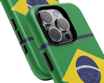 Funda para teléfono con bandera brasileña: carcasa protectora de doble capa