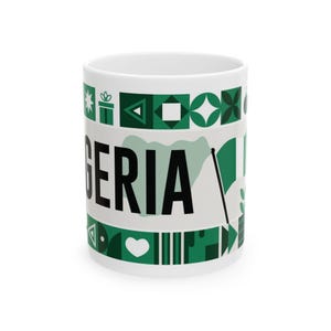 Nigeria Kaffeetasse - 11 Unzen, Keramik, spülmaschinen- und mikrowellenfest - Nigerianisch inspirierter Druck, Afrika, Weltreise - Geschenk, Andenken, Souvenir