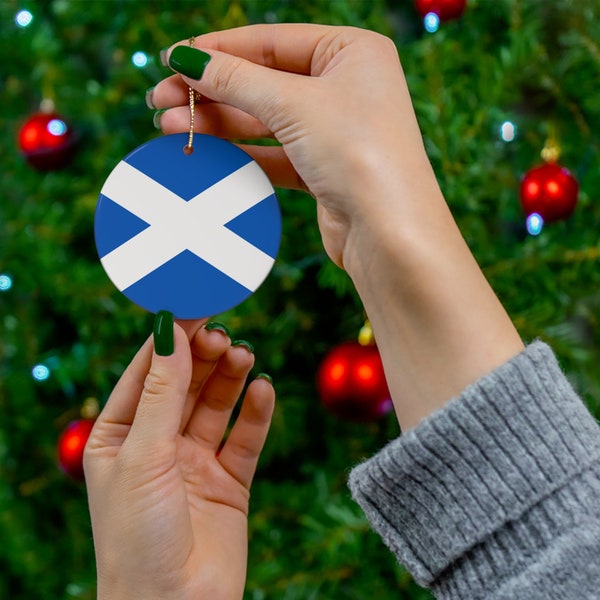Scotland Ceramic Ornament - Christmas Decor, Holiday Decorations, Scottish Flag Print, Edinburgh, Glasgow, United Kingdom, Gift, Souvenir